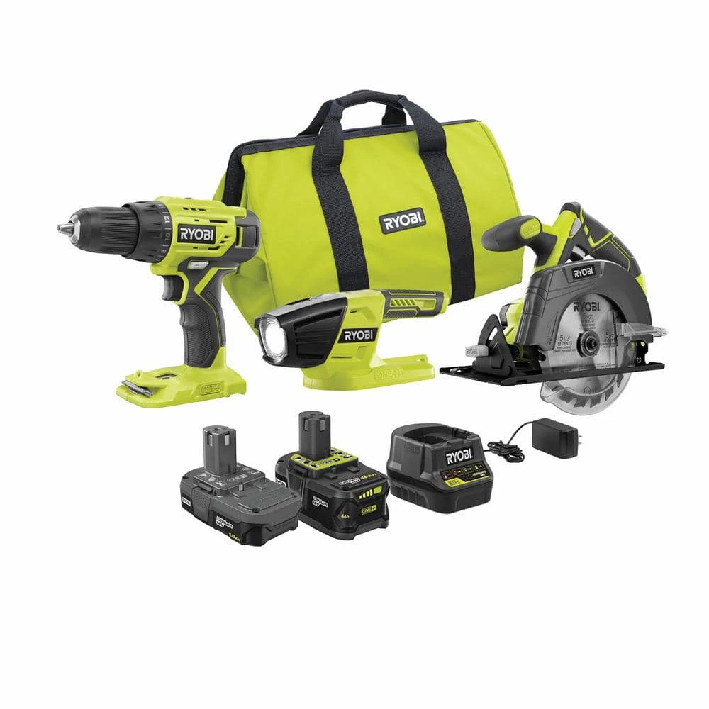 RYOBI ONE+ 18V Lithium-ion Cordless 3-Tool Combo Kit with (1) 4.0 Ah Battery, (1) 1.5 Ah Battery, Charger, and Bag 3 RYOBI ONE+ 18V Lithium-ion Cordless 3-Tool Combo Kit with (1) 4.0 Ah Battery, (1) 1.5 Ah Battery, Charger, and Bag