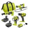 RYOBI ONE+ 18V Cordless Automotive Combo Kit with (1) 1.5 Ah Battery, (1) 4.0 Ah Battery and Charger (4-Tool)