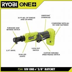 RYOBI ONE+ 18V Cordless Automotive Combo Kit with (1) 1.5 Ah Battery, (1) 4.0 Ah Battery and Charger (4-Tool) -Power Tools Sales Store ryobi power tool combo kits pck200kn a0 1000