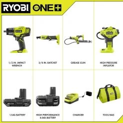 RYOBI ONE+ 18V Cordless Automotive Combo Kit with (1) 1.5 Ah Battery, (1) 4.0 Ah Battery and Charger (4-Tool) -Power Tools Sales Store ryobi power tool combo kits pck200kn de 1000