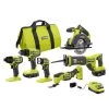 RYOBI ONE+ 18V Cordless 6-Tool Combo Kit with 1.5 Ah Battery, 4.0 Ah Battery, and Charger -Power Tools Sales Store ryobi power tool combo kits pcl1600k2 64 1000