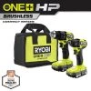 RYOBI ONE+ HP 18V Brushless Cordless Compact 1/2 in. Drill and Impact Driver Kit with (2) 1.5 Ah Batteries, Charger and Bag 1 RYOBI ONE+ HP 18V Brushless Cordless Compact 1/2 in. Drill and Impact Driver Kit with (2) 1.5 Ah Batteries, Charger and Bag -Power Tools Sales Store ryobi power tool combo kits psbck01k 64 1000