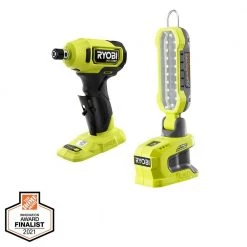 RYOBI ONE+ 18V Cordless 2-Tool Combo Kit w/ ONE+ HP Brushless Compact Right Angle Die Grinder & Hybrid LED Light (Tools Only)