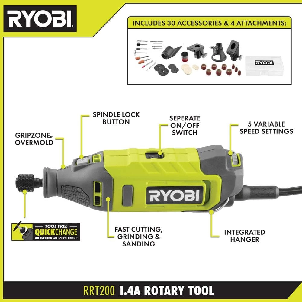 RYOBI 1.4 Amp Corded Rotary Tool 5 RYOBI 1.4 Amp Corded Rotary Tool - Image 3